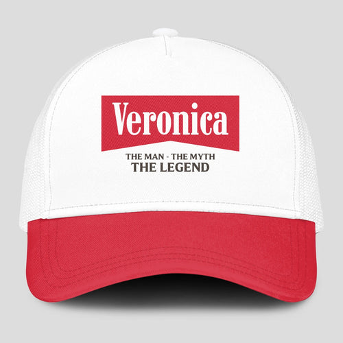 The Man The Myth The Legend Red And White Mesh Cap VERONICA 13K1 C197PF