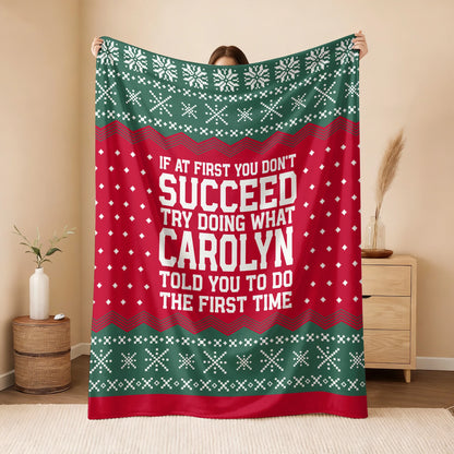 If At First You Don’t Succeed Red Green Christmas Fleece Blanket CAROLYN 13K1 BK28
