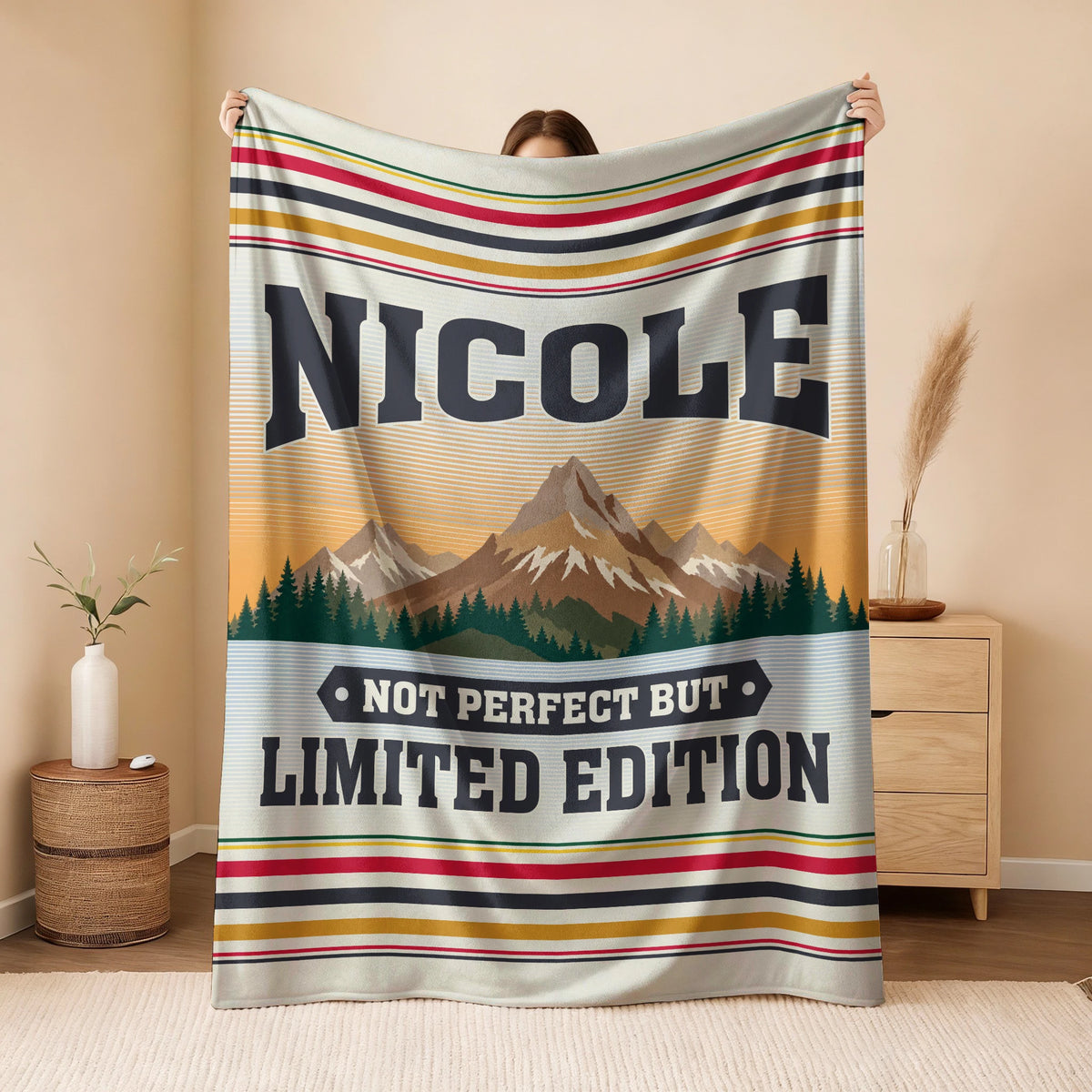 Not Perfect But Limited Edition Vintage Mountain Fleece Blanket NICOLE 13K1 BK45
