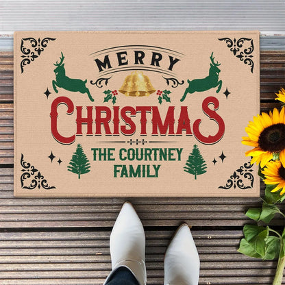 COURTNEY Family Merry Christmas Doormat – Personalized Holiday Welcome Mat