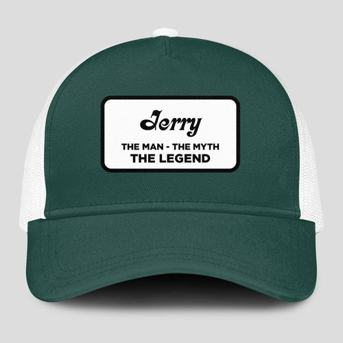 The Man The Myth The Legend Green And White Mesh Cap JERRY 13K1 C198PF
