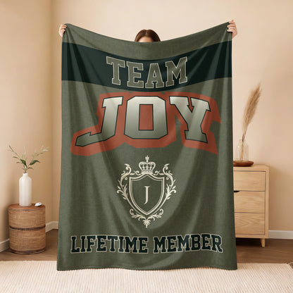 Team Your Name Lifetime Member Sage Green Fleece Blanket JOY 13K1 BK22