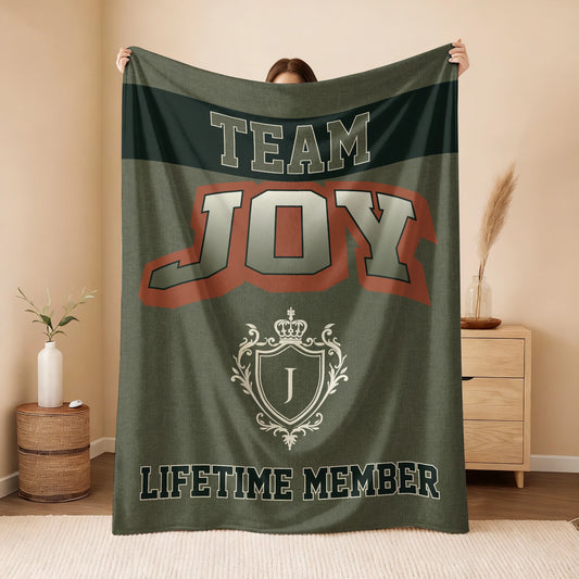 Team Your Name Lifetime Member Sage Green Fleece Blanket JOY 13K1 BK22