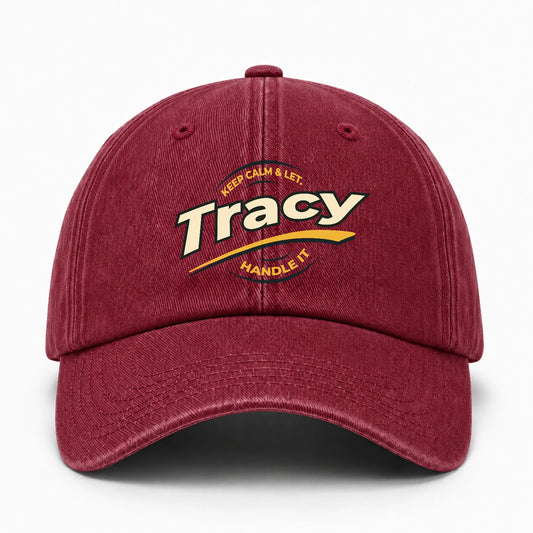 Keep Calm & Let Your Name Handle It Burgundy Washed Cap TRACY 13K1 C105PF