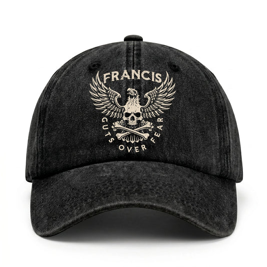 Your Name Guts Over Fear With Eagle And Skull Washed Cap FRANCIS 13K1 C75PF