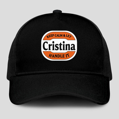 Keep Calm & Let Your Name Handle It Black Mesh Cap CRISTINA 13K1 C199PF