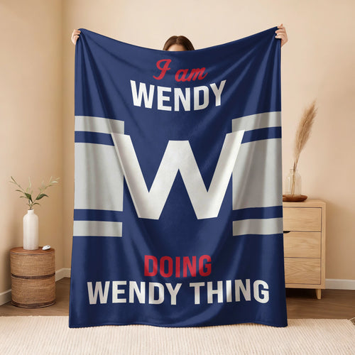 I'm Name Doing Name Things Navy Fleece Blanket WENDY 13K1 BK51