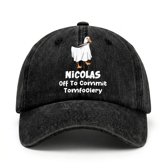 Off To Commit Tomfoolery Funny Goose Washed Cap NICOLAS 13K1 C131PF