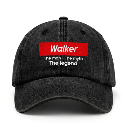 Your Name The Man The Myth The Legend Red Logo Washed Cap WALKER 13K1 C130PF