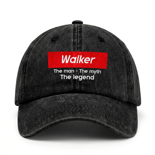 Your Name The Man The Myth The Legend Red Logo Washed Cap WALKER 13K1 C130PF