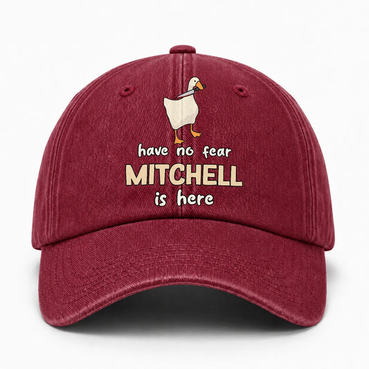 Have No Fear Your Name Is Here Funny Goose Burgundy Washed Cap MITCHELL 13K1 C127PF
