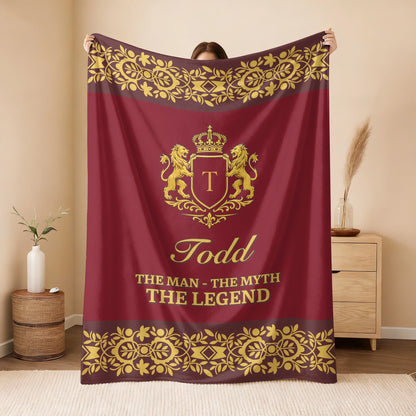 The Man The Myth The Legend Royal Red And Yellow Fleece Blanket TODD 13K1 BK05