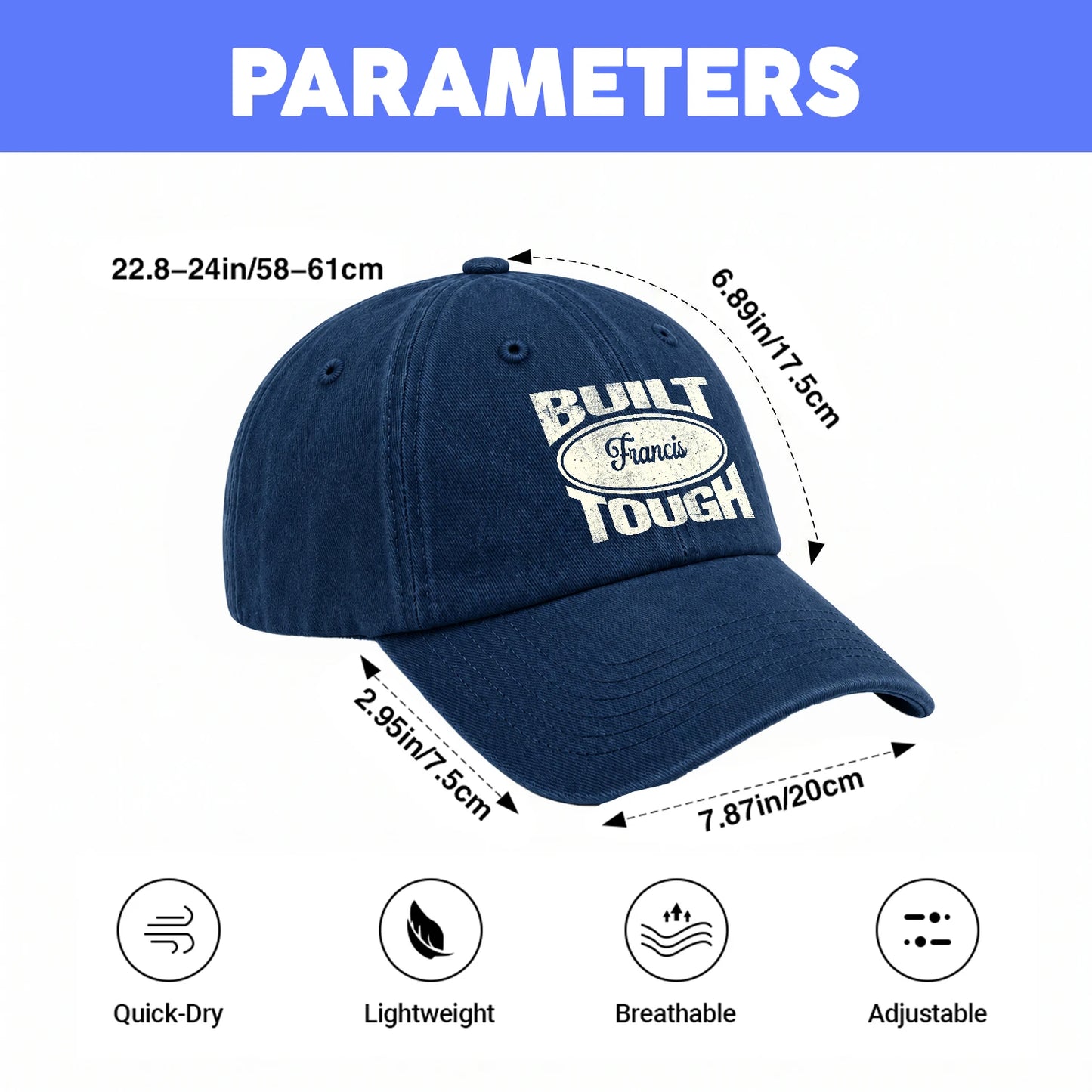 Built Your Name Tough Slogan Washed Cap FRANCIS 13K1 C96PF