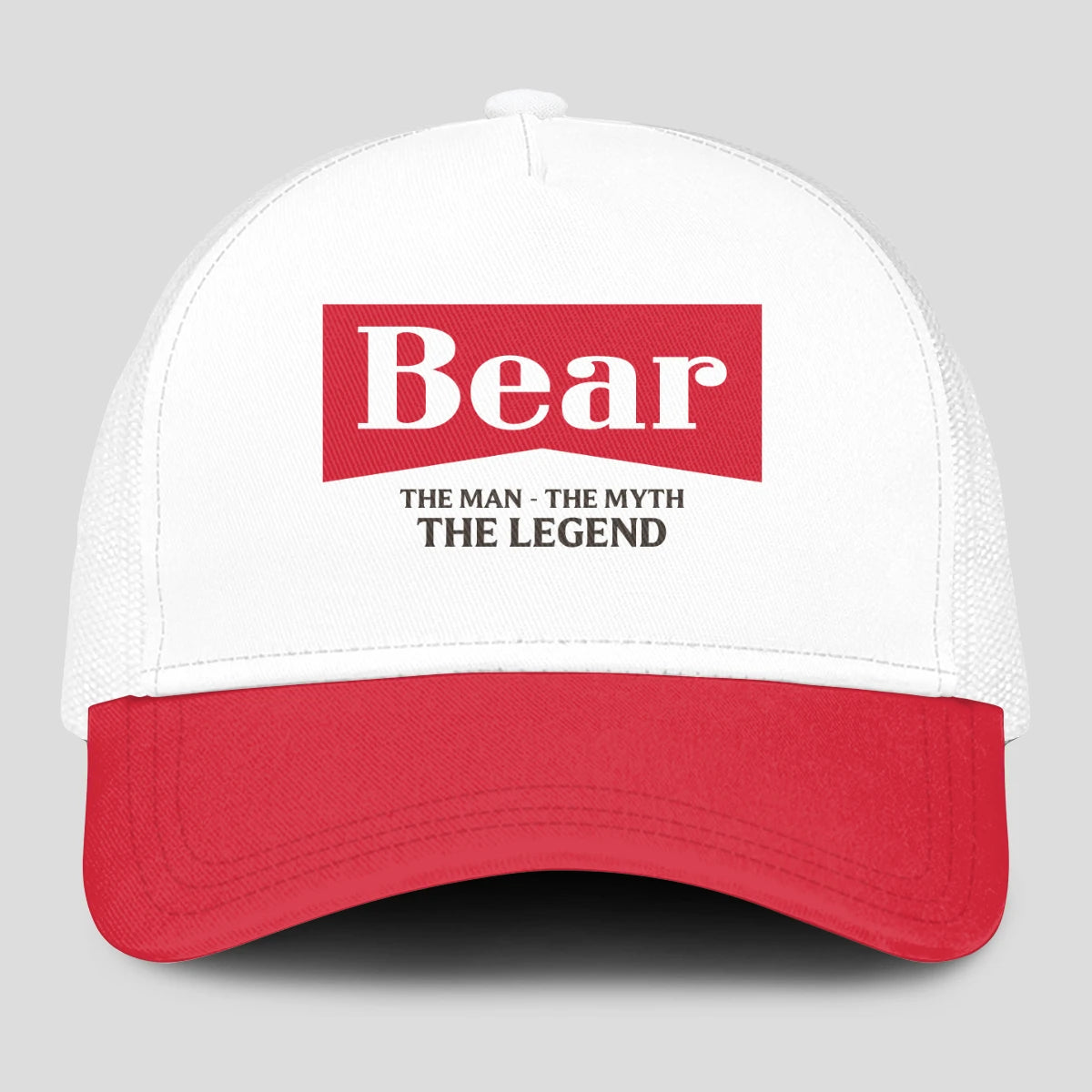The Man The Myth The Legend Red And White Mesh Cap BEAR 13K1 C197PF