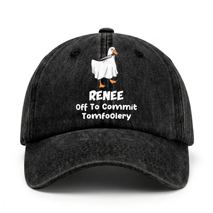 Off To Commit Tomfoolery Funny Goose Washed Cap RENEE 13K1 C131PF