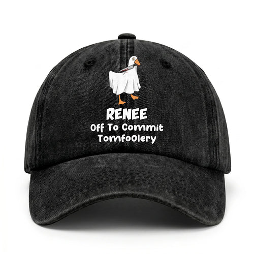 Off To Commit Tomfoolery Funny Goose Washed Cap RENEE 13K1 C131PF