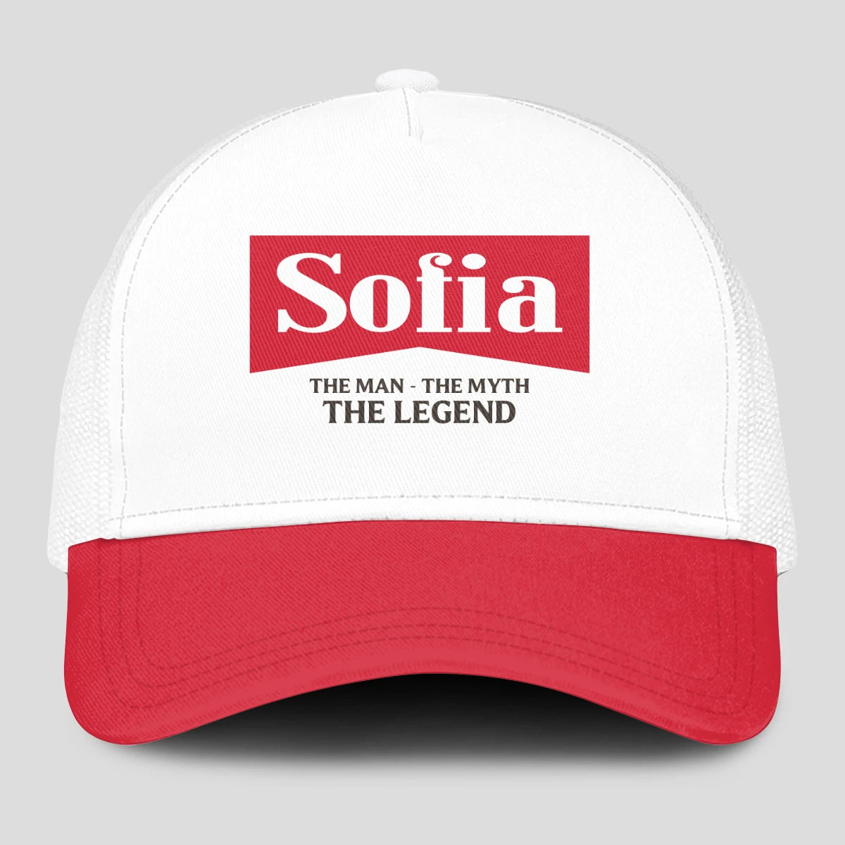 The Man The Myth The Legend Red And White Mesh Cap SOFIA 13K1 C197PF
