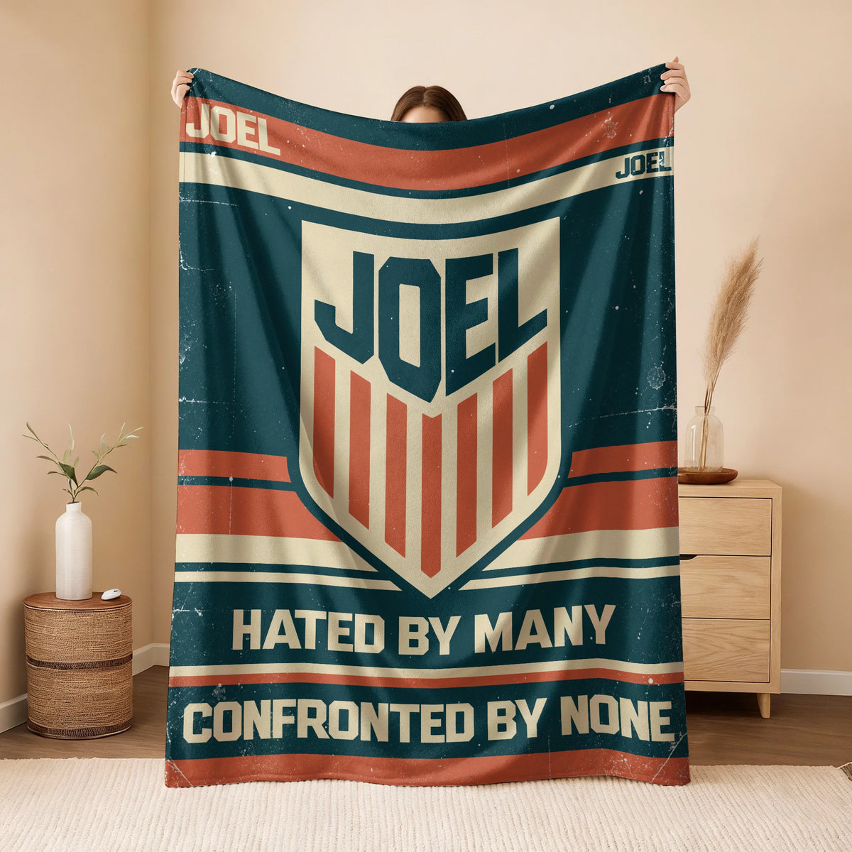 Hated By Many Confronted By None Retro Fleece Blanket JOEL 13K1 BK58