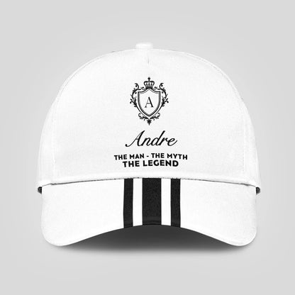 The Man The Myth The Legend Navy And White Striped Cap ANDRE 13K1 C144PF