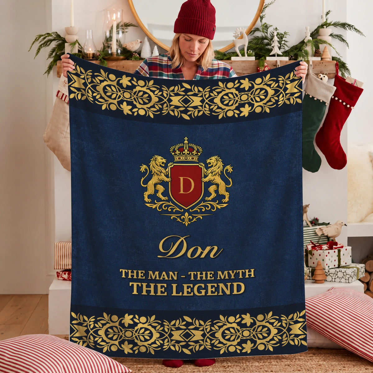 The Man The Myth The Legend Luxury Navy Fleece Blanket DON 13K1 BK35