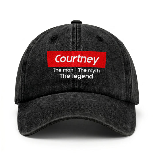 Your Name The Man The Myth The Legend Red Logo Washed Cap COURTNEY 13K1 C130PF