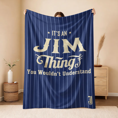 Your Name Thing Striped Blue Fleece Blanket JIM 13K1 BK23