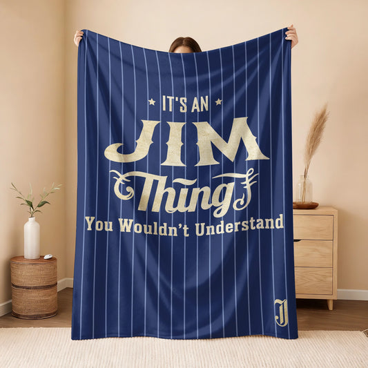 Your Name Thing Striped Blue Fleece Blanket JIM 13K1 BK23