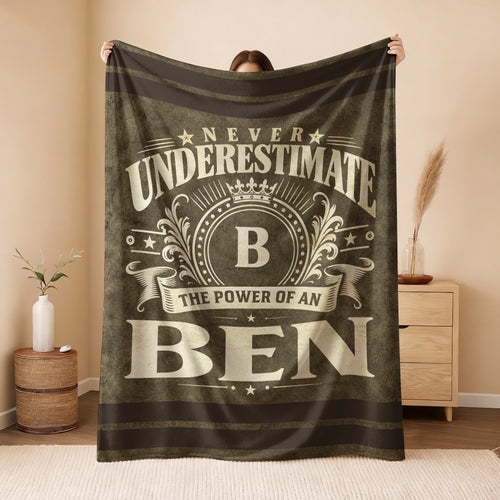 Never Underestimate The Power Of A Name Olive Green Army Fleece Blanket BEN 13K1 BK46