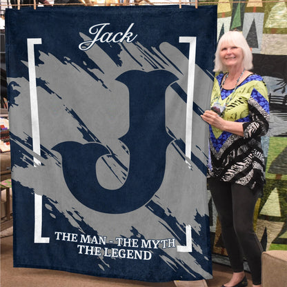 The Man The Myth The Legend Navy Baseball Fleece Blanket JACK 13K1 BK17