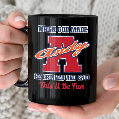 When God Made Your Name Personalized Baseball Mug ANDY 13K1 MG07