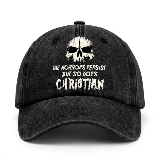 The Horrors Persist But So Does Your Name Cool Skull Washed Cap CHRISTIAN 13K1 C134PF