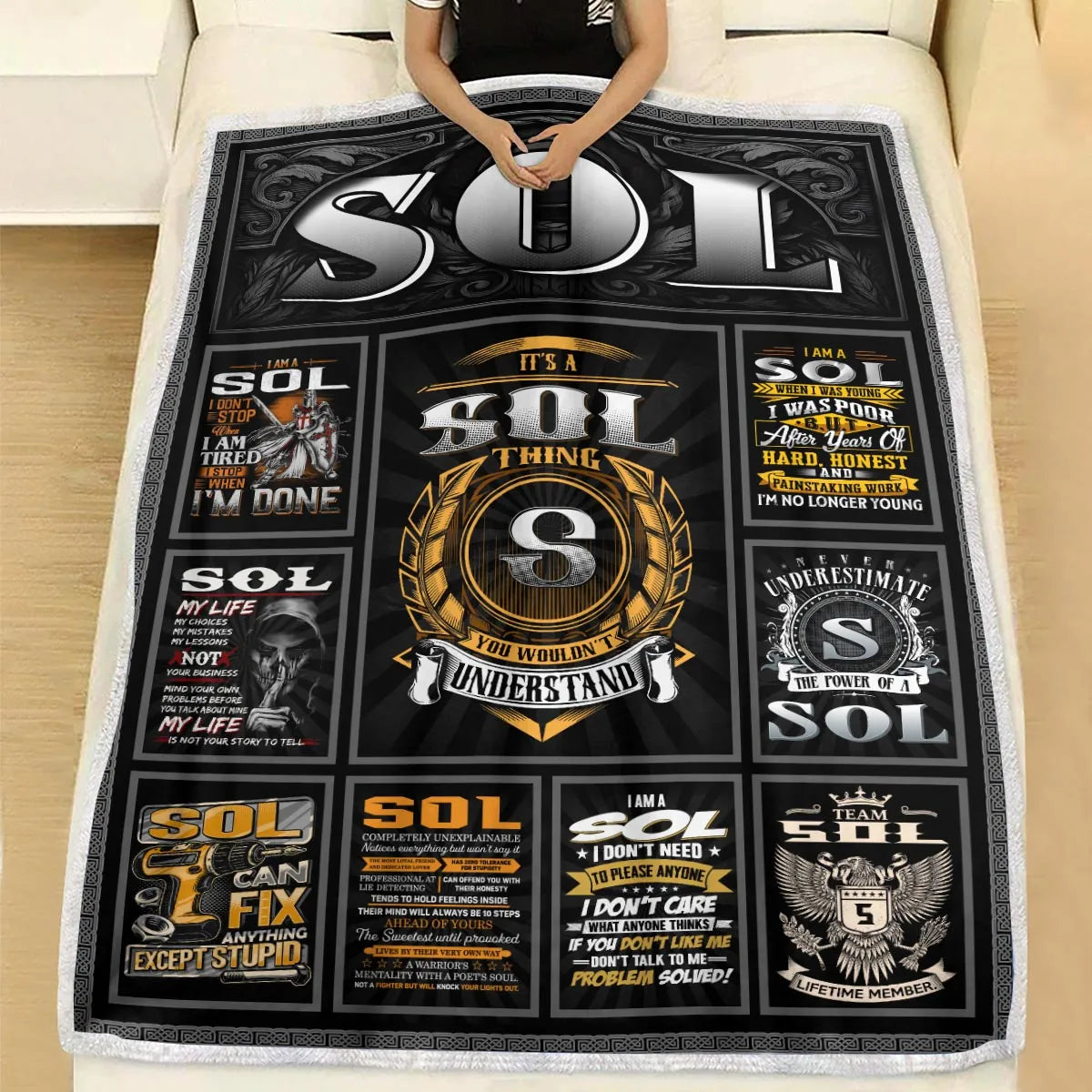 SOL Personalized Blanket | Custom Name Cozy Throw Gift 13K3-BK2