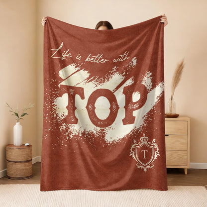 Life Is Better With Your Name Terracotta Cream Fleece Blanket TOP 13K1 BK30