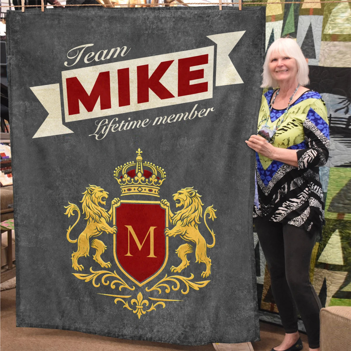 Team Your Name Lifetime Member Charcoal Blanket MIKE 13K1 BK20