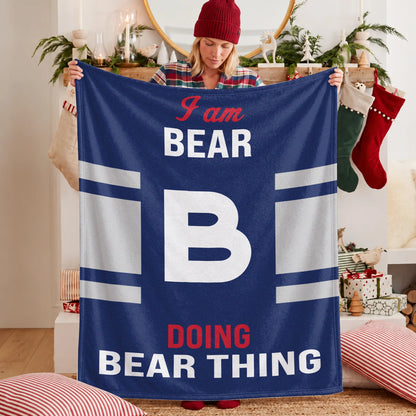 I'm Name Doing Name Things Navy Fleece Blanket BEAR 13K1 BK51