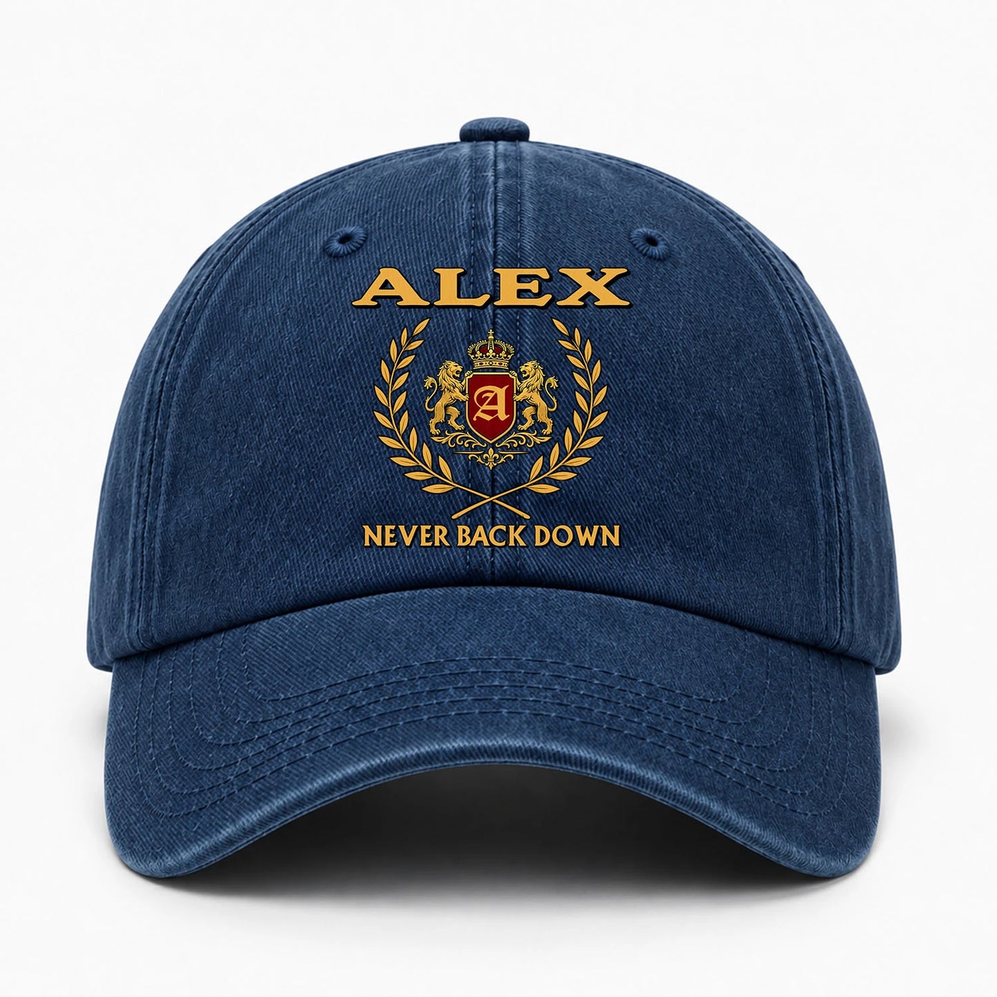 Never Back Down Royal Blue Denim Cap ALEX 13K1 C60PF