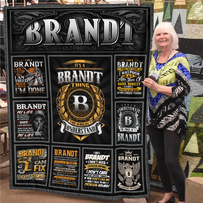 BRANDT Personalized Blanket | Custom Name Cozy Throw Gift 13K5-BK2