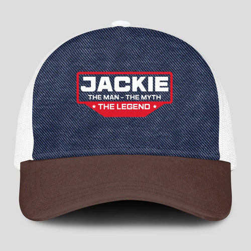The Man The Myth The Legend Navy Brown And White Mesh Cap JACKIE 13K1 C200PF