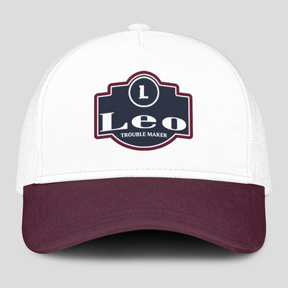 Trouble Maker Burgundy And White Funny Mesh Cap LEO 13K1 C201PF