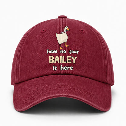Have No Fear Your Name Is Here Funny Goose Burgundy Washed Cap BAILEY 13K1 C127PF