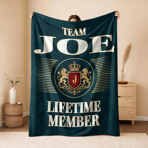 Team Your Name Lifetime Member Sage Green Fleece Blanket JOE 13K1 BK42
