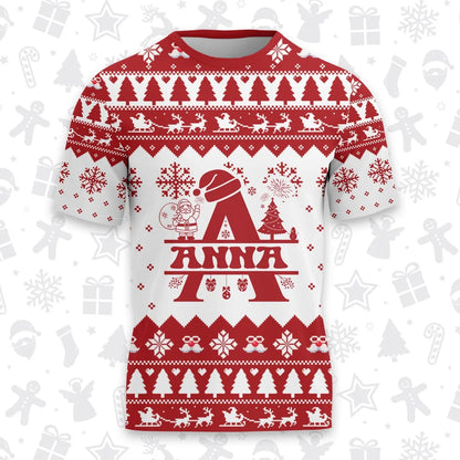 ANNA Personalized Christmas T-Shirt Pajama Set - Holiday Gift Outfit 13K1-CR2