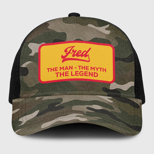 The Man The Myth The Legend Camo Vintage Mesh Cap FRED 13K1 C191PF