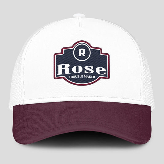 Trouble Maker Burgundy And White Funny Mesh Cap ROSE 13K1 C201PF