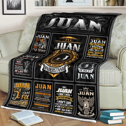 JUAN Personalized Blanket | Custom Name Cozy Throw Gift 13K1-BK2