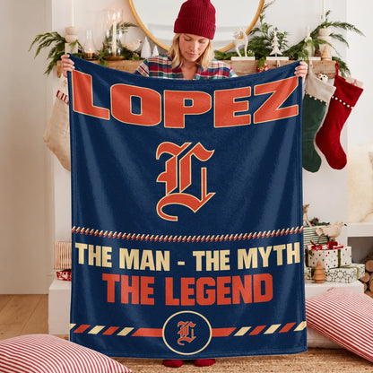 The Man The Myth The Legend Retro Fleece Blanket LOPEZ 13K1 BK53