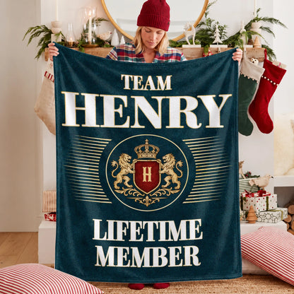 Team Your Name Lifetime Member Sage Green Fleece Blanket HENRY 13K1 BK42