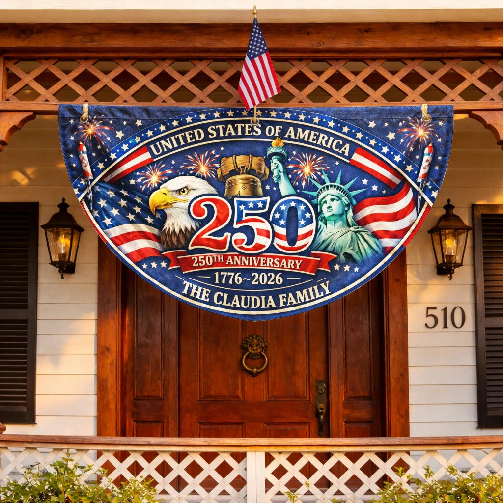 CLAUDIA 13K1-FL1 Personalized US 250th Anniversary Family Flag