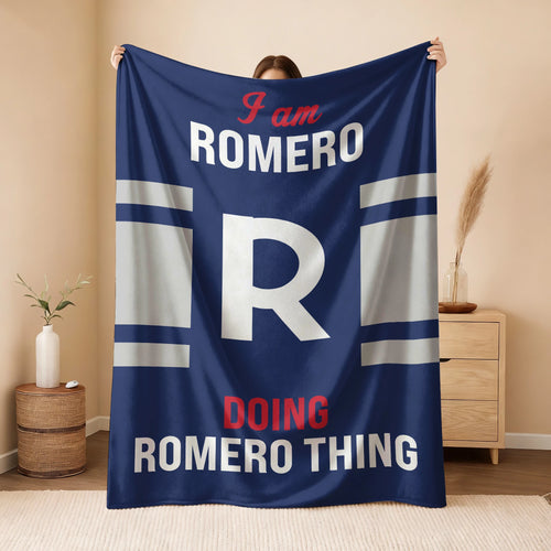 I'm Name Doing Name Things Navy Fleece Blanket ROMERO 13K1 BK51