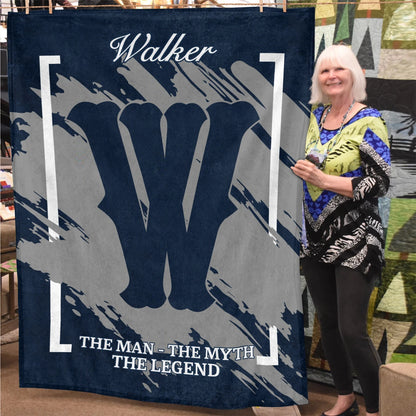 The Man The Myth The Legend Navy Baseball Fleece Blanket WALKER 13K1 BK17